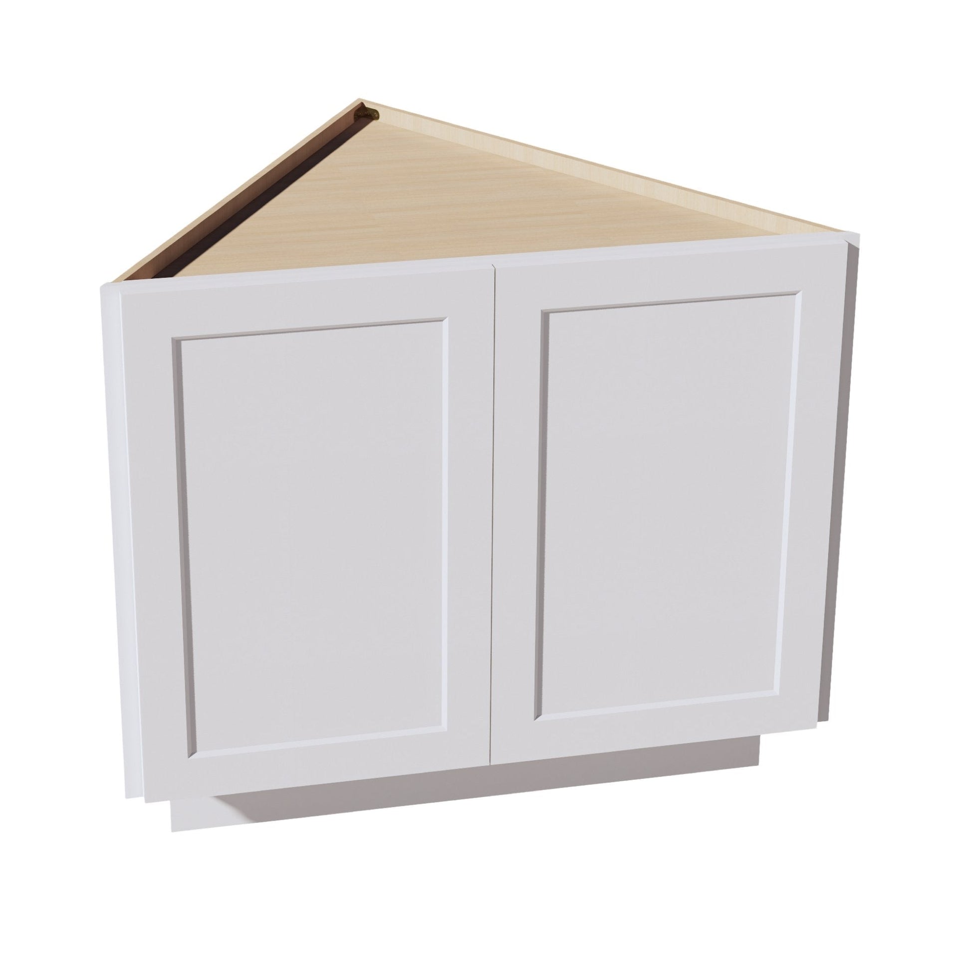 BEC24-SW  base cabinet 2 Full Height Door Angle - Shaker Style - Pure White   24"D x 34-1/2"H x 24"D