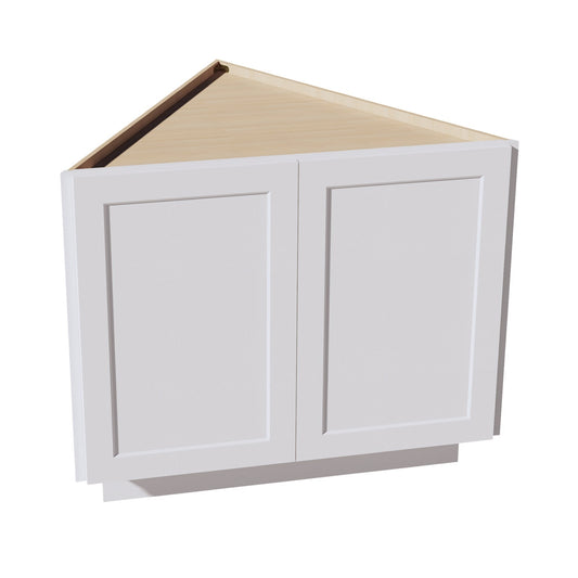 BEC24-SW  base cabinet 2 Full Height Door Angle - Shaker Style - Pure White   24"D x 34-1/2"H x 24"D