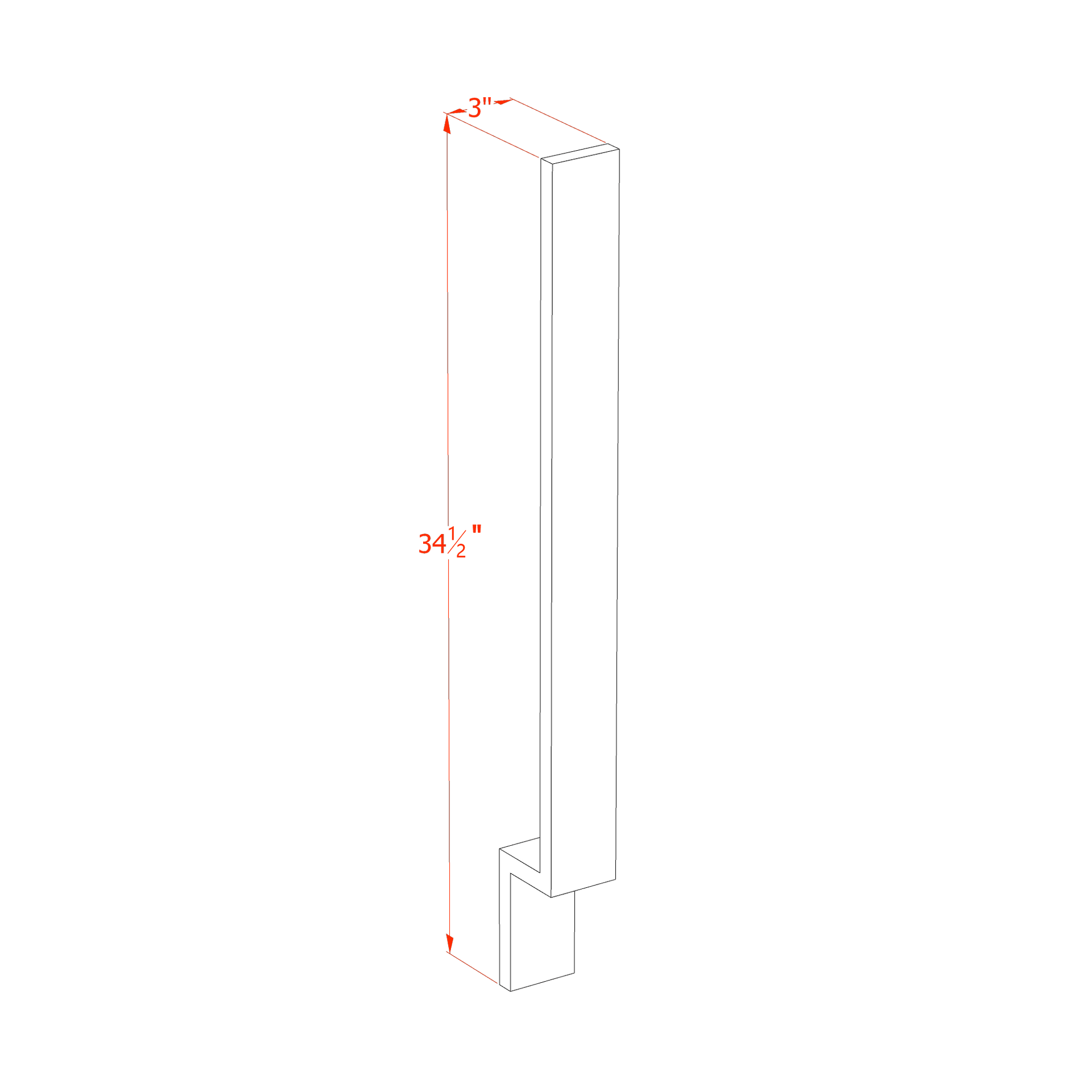 BF3-SW  Base Cabinet Filler - Shaker Style - Pure White   03"W x 34-1/2"H x