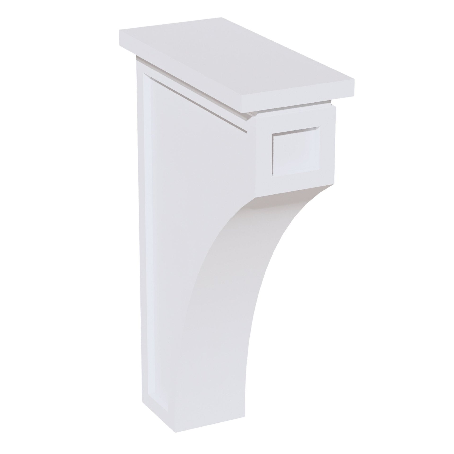 CMCB-SW  Extra Large Corbel - Shaker Style - Pure White   3-1/2"W x 12-1/4"H x 8"D