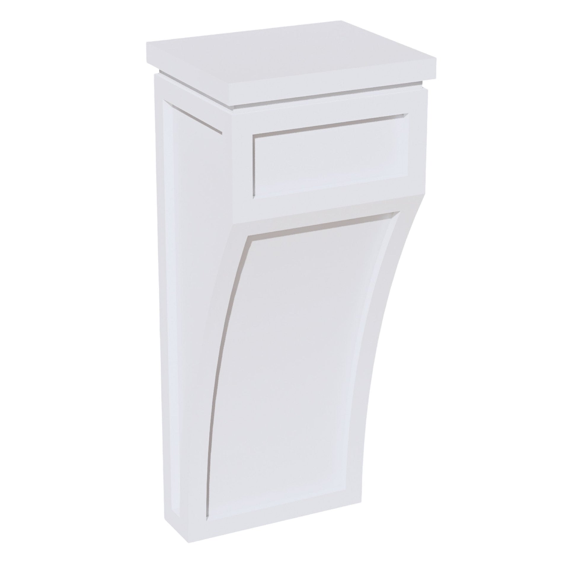 CML-SW  Large Corbel - Shaker Style - Pure White   5-1/4"W x 12-1/4"H x 4-1/2"D