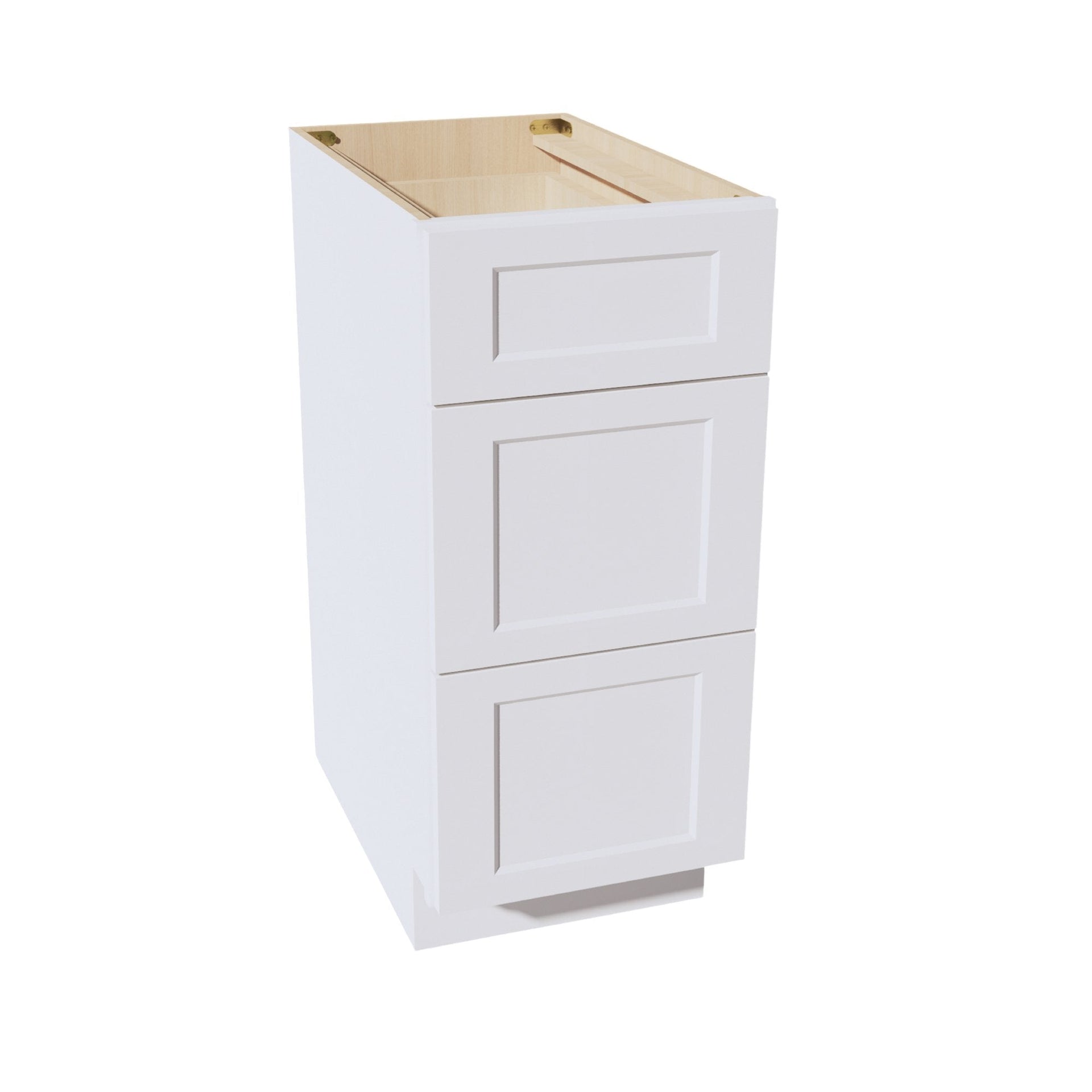 DB15-SW  Base Cabinet 3 Drawers - Shaker Style - Pure White   15"W x 34-1/2"H x 24"D