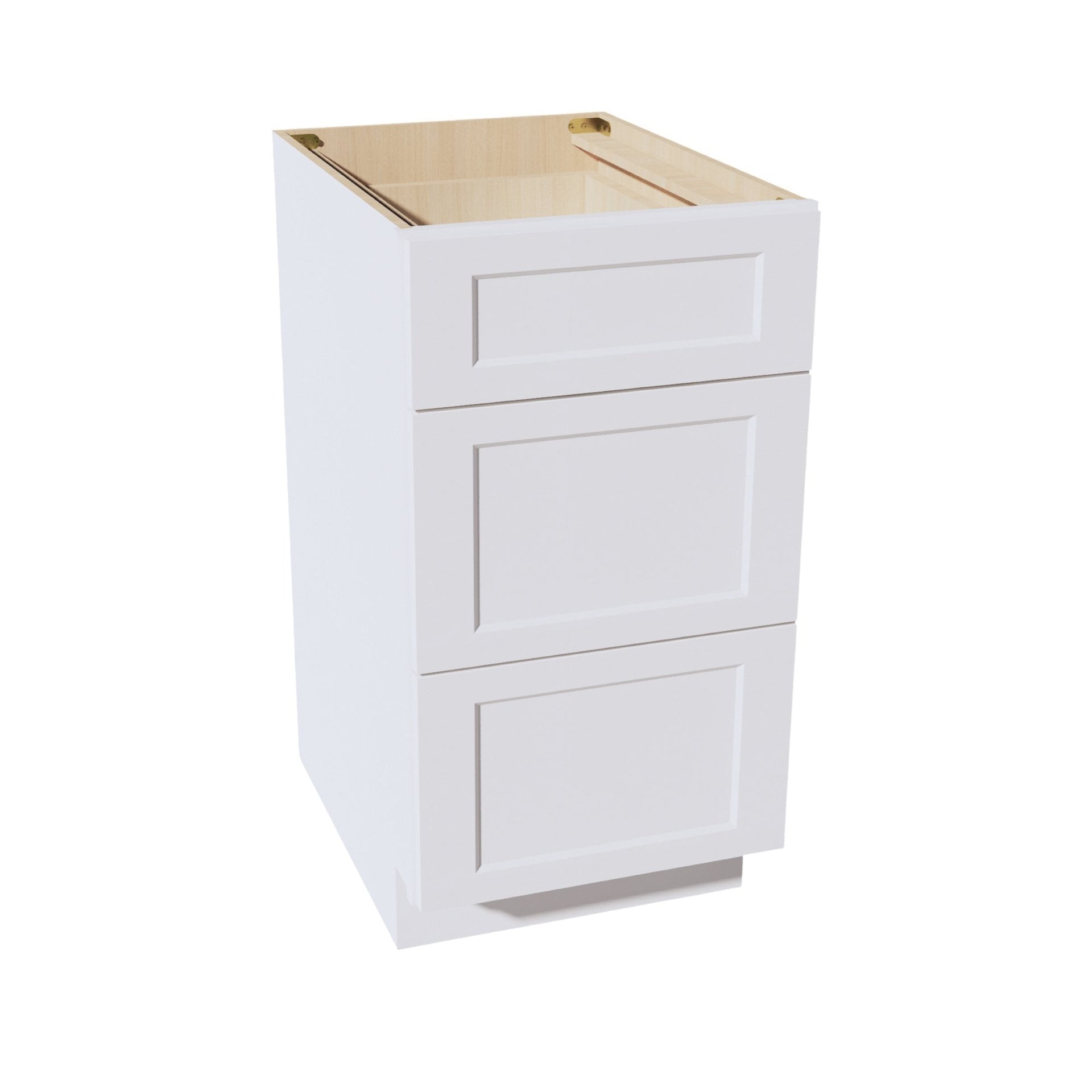 DB18-SW  Base Cabinet 3 Drawers - Shaker Style - Pure White   18"W x 34-1/2"H x 24"D