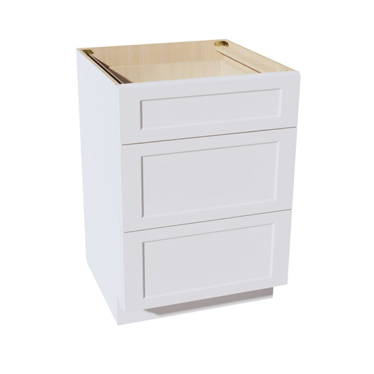 DB21-SW  Base Cabinet 3 Drawers - Shaker Style - Pure White   21"W x 34-1/2"H x 24"D