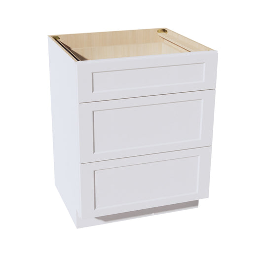 DB24-2-SW  Base Cabinet 3 Drawers - Shaker Style - Pure White   24"W x 34-1/2"H x 24"D