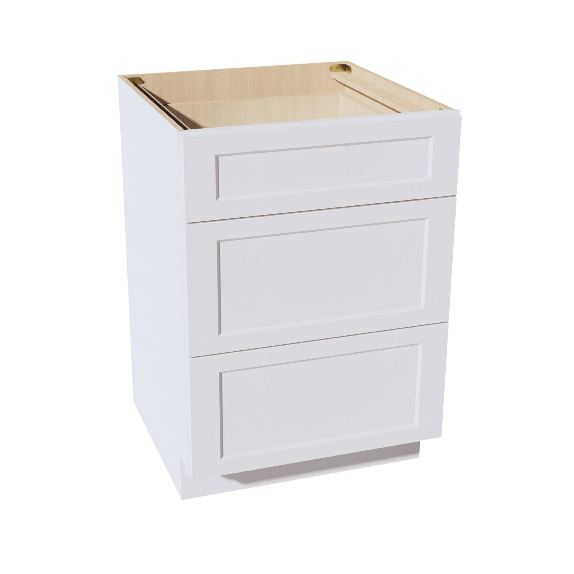 DB27-SW  Base Cabinet 3 Drawers - Shaker Style - Pure White   27"W x 34-1/2"H x 24"D