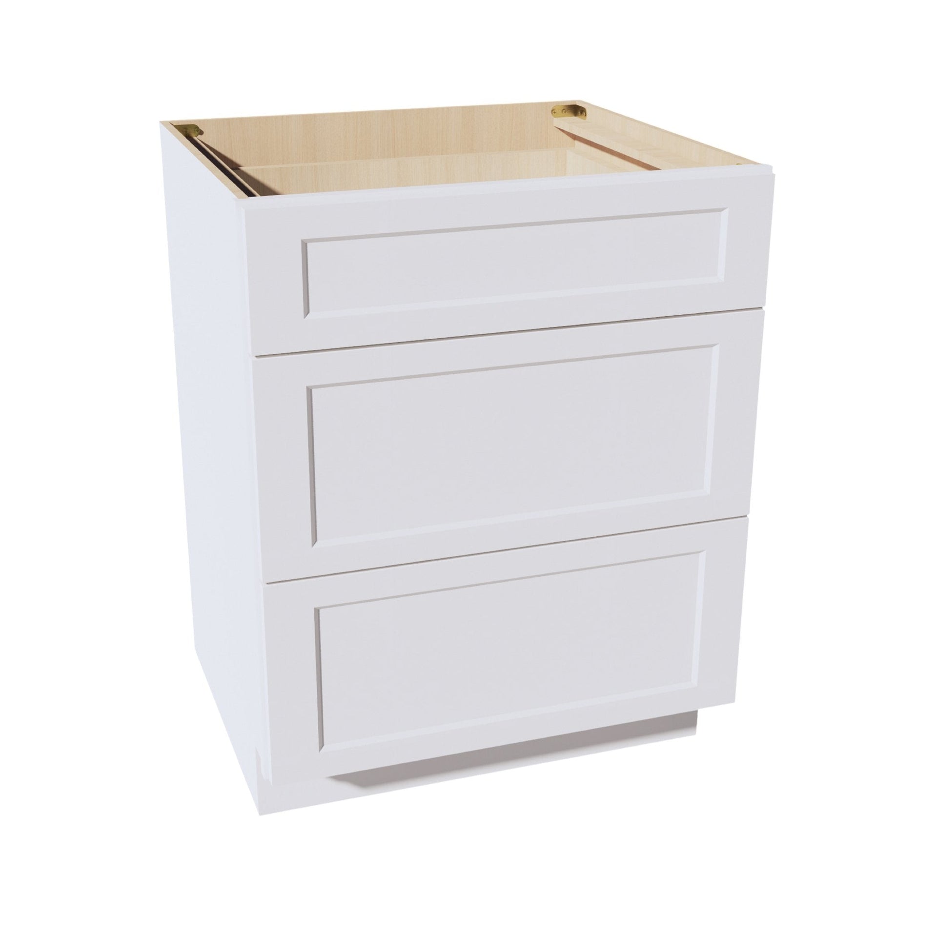DB30-2-SW  Base Cabinet 3 Drawers - Shaker Style - Pure White   30"W x 34-1/2"H x 24"D