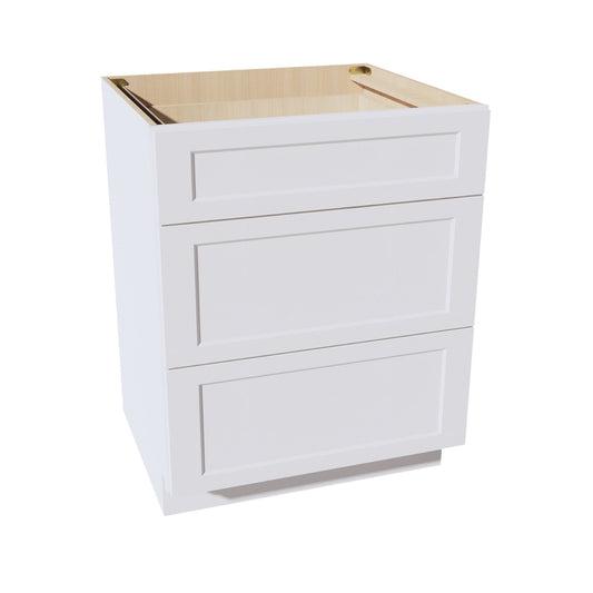 DB30-2-SW  Base Cabinet 3 Drawers - Shaker Style - Pure White   30"W x 34-1/2"H x 24"D