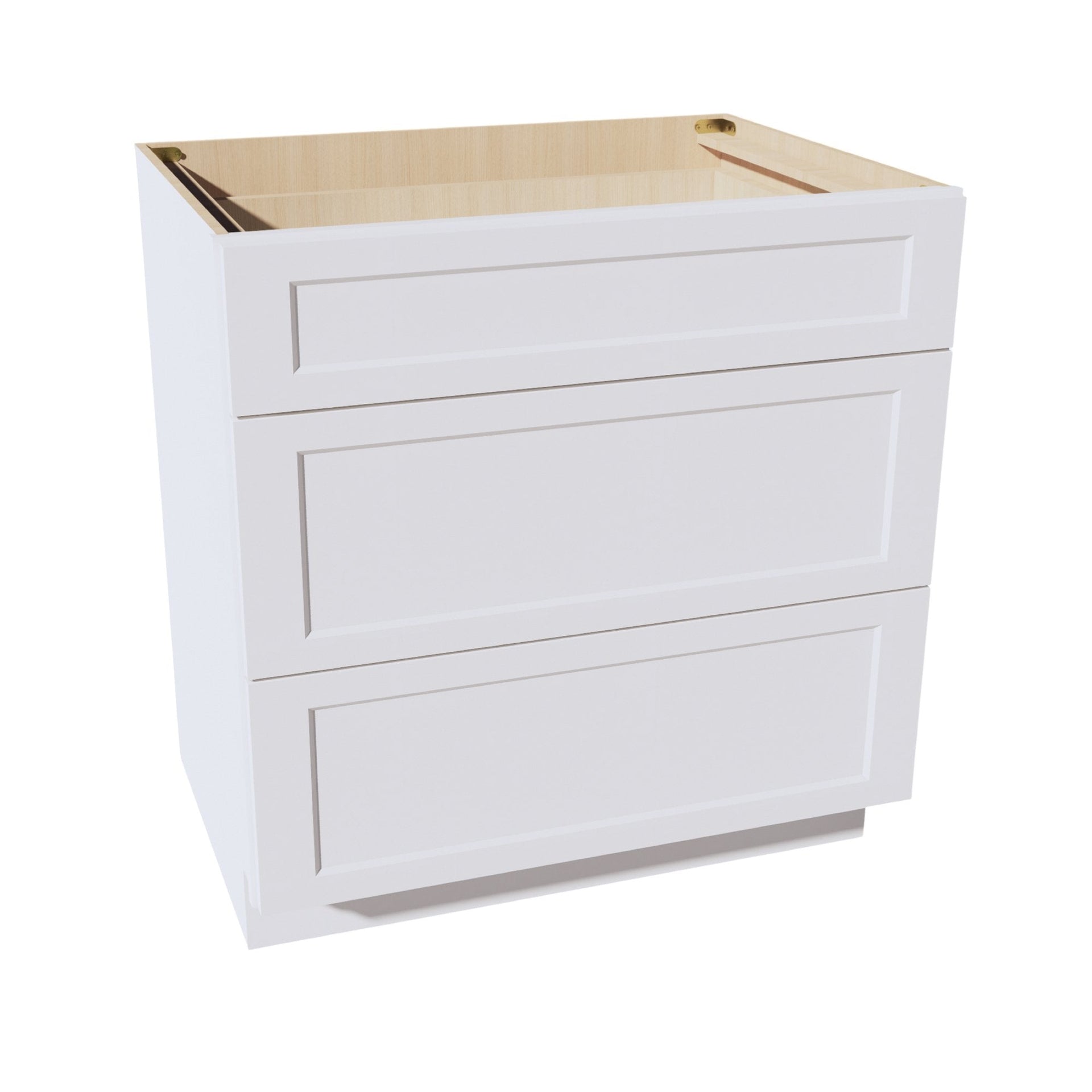 DB36-SW  Base Cabinet 3 Drawers - Shaker Style - Pure White   36"W x 34-1/2"H x 24"D
