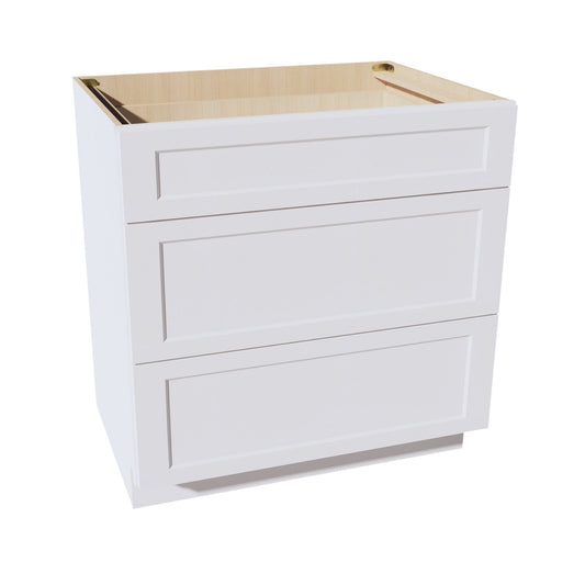 DB36-SW  Base Cabinet 3 Drawers - Shaker Style - Pure White   36"W x 34-1/2"H x 24"D