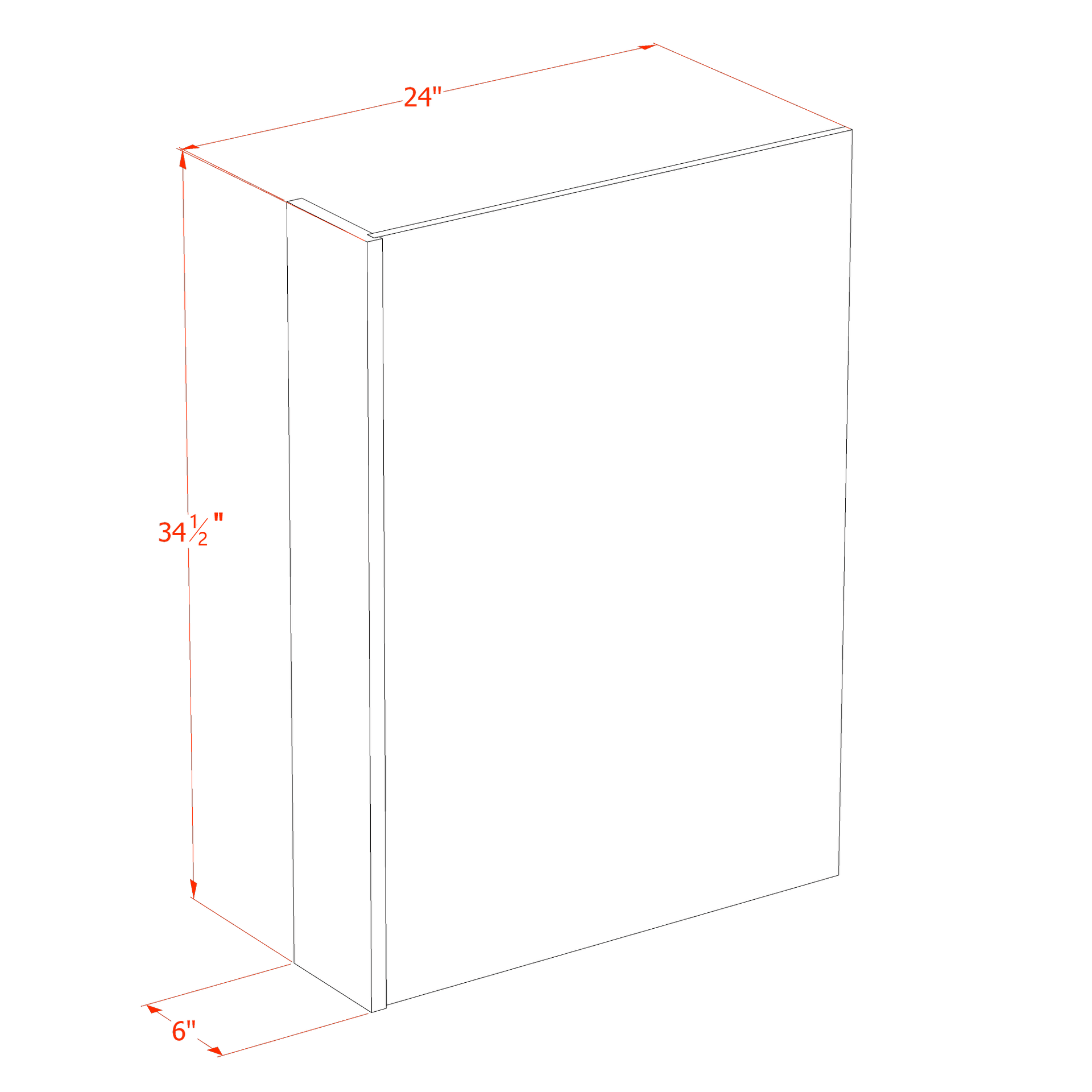 DWR6-SW  Dishwasher Return Panel - Shaker Style - Pure White   6"W x 34-1/2"H x 24"D