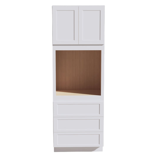 OC3396-SW  Tall Oven 2 Door & 3 Drawers Cabinet - Shaker Style - Pure White   33"W x 96"H x 24"D