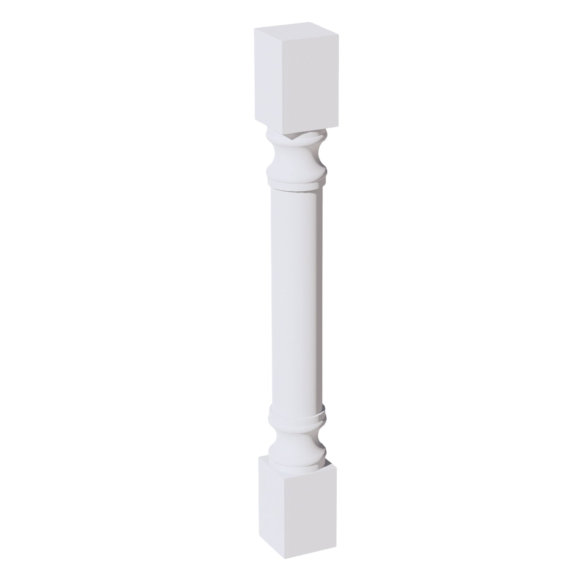 RP436-SW  Round Roman Pillar - Shaker Style - Pure White   04"W x 36H x 4"W