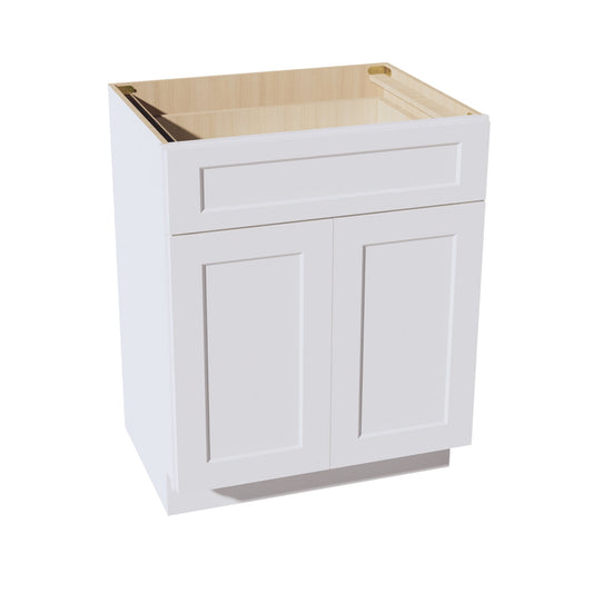 VB2721-SW  Vanity Base Cabinet 2 Doors & 1 Drawer - Shaker Style - Pure White   27"W x 34-1/2"H x 24"D