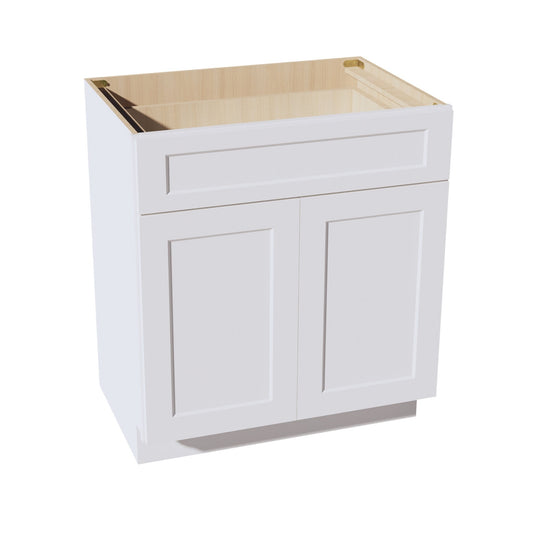 VB3021-SW  Vanity Base Cabinet 2 Doors & 1 Drawer - Shaker Style - Pure White   30"W x 34-1/2"H x 24"D
