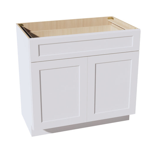 VB3621-SW  Vanity Base Cabinet 2 Doors & 1 Drawer - Shaker Style - Pure White   36"W x 34-1/2"H x 24"D