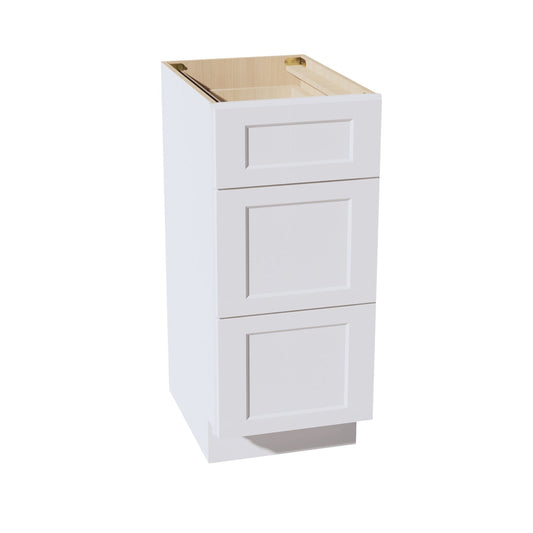 VDB1521-SW  Vanity Base Cabinet 3 Drawers - Shaker Style - Pure White   15"W x 34-1/2"H x 21"D