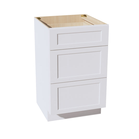 VDB2121-SW  Vanity Base Cabinet 3 Drawers - Shaker Style - Pure White   21"W x 34-1/2"H x 21"D
