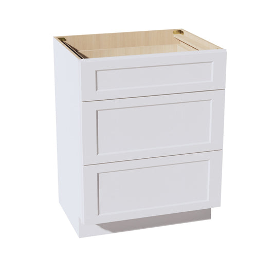 VDB2721-SW  Vanity Base Cabinet 3 Drawers - Shaker Style - Pure White   27"W x 34-1/2"H x 21"D