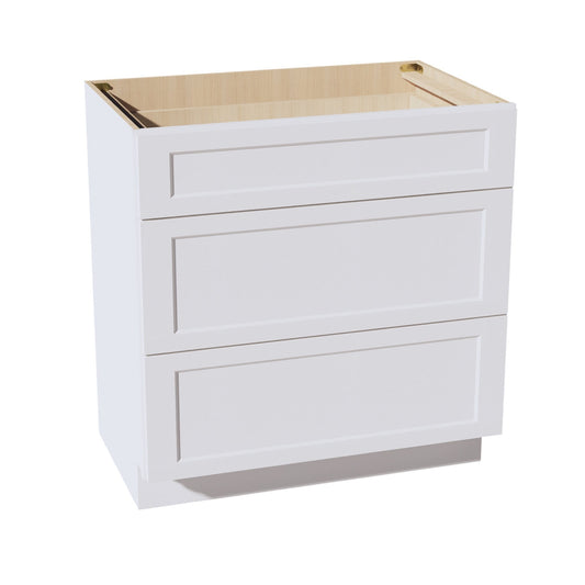 VDB3321-SW  Vanity Base Cabinet 3 Drawers - Shaker Style - Pure White   33"W x 34-1/2"H x 21"D