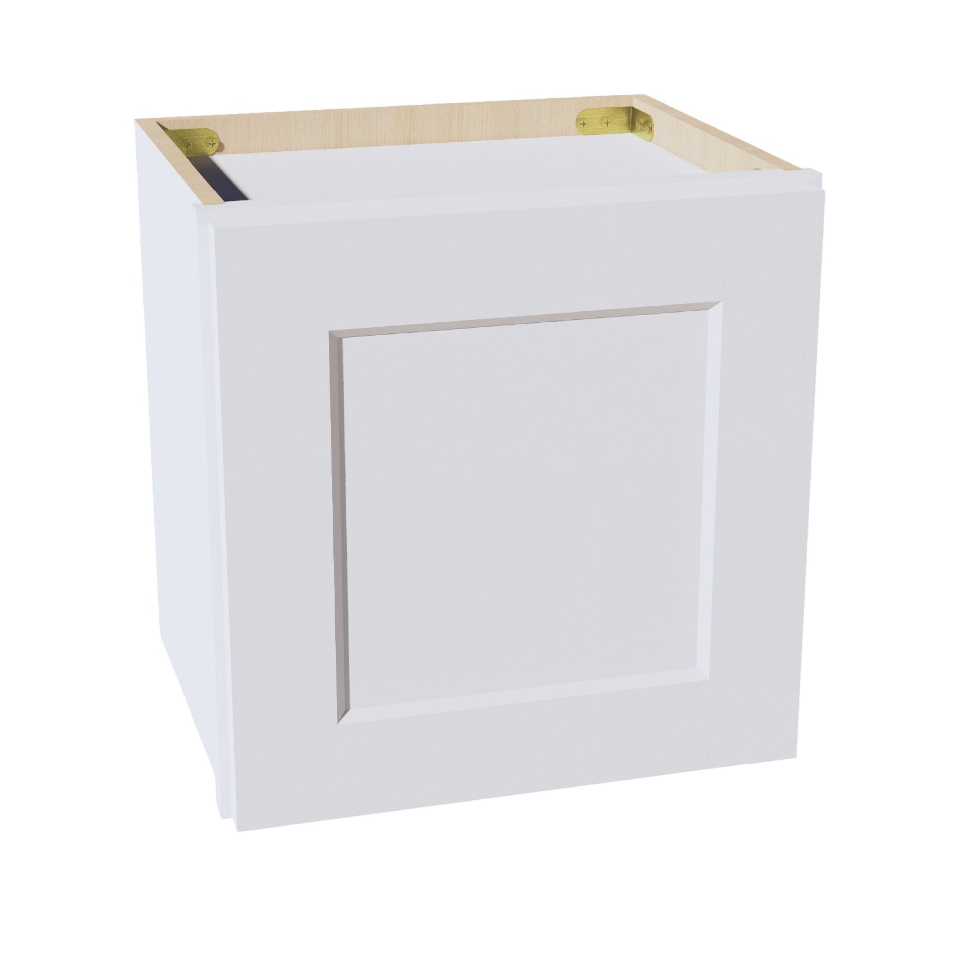 W1515-SW  Wall Cabinet 1 Door & 2 Shelves - Shaker Style - Pure White   15"W x 15"H x 12"D