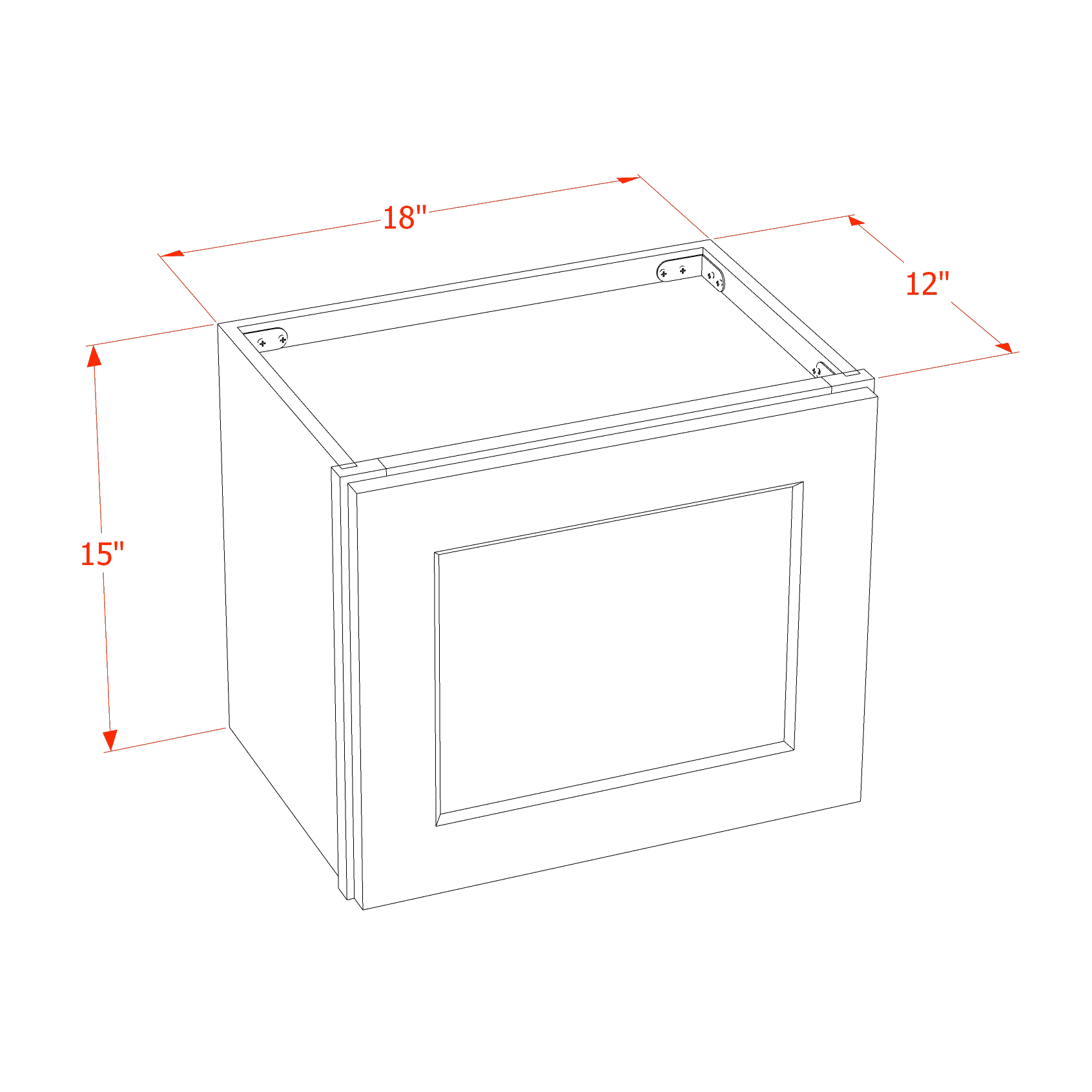 W1815-SW  Wall Cabinet 1 Door & 2 Shelves - Shaker Style - Pure White   18"W x 15"H x 12"D