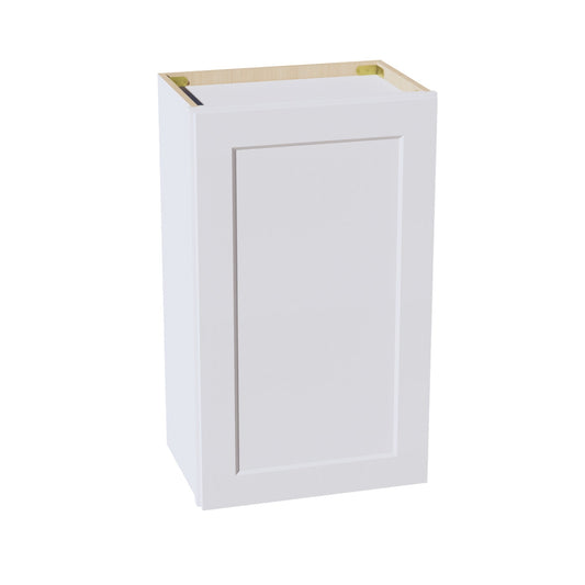 W1830-SW  Wall Cabinet 1 Door & 2 Shelves - Shaker Style - Pure White   18"W x 30"H x 12"D