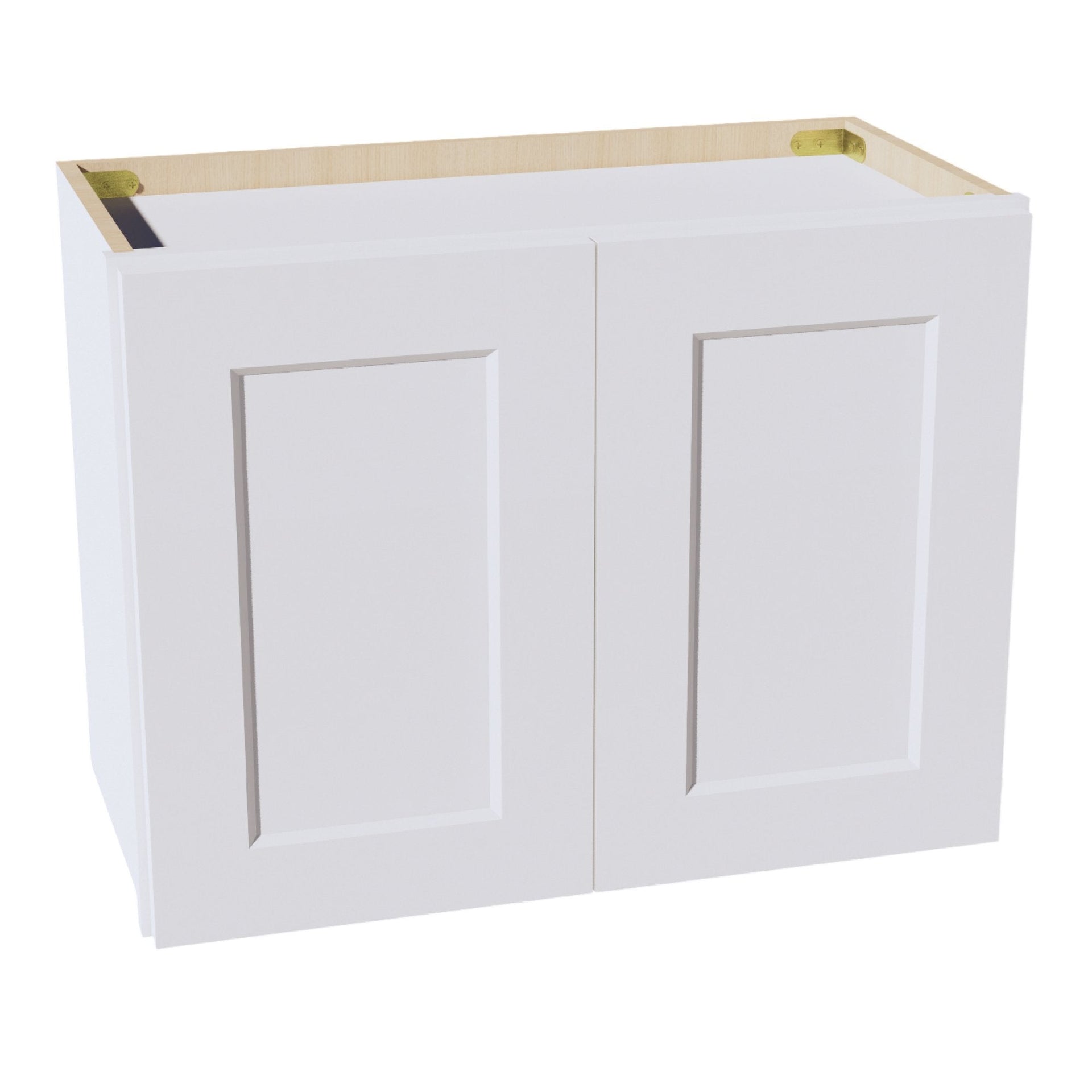 W2418-SW  Wall Cabinet 2 Doors & 2 Shelves - Shaker Style - Pure White   24"W x 18"H x 12"