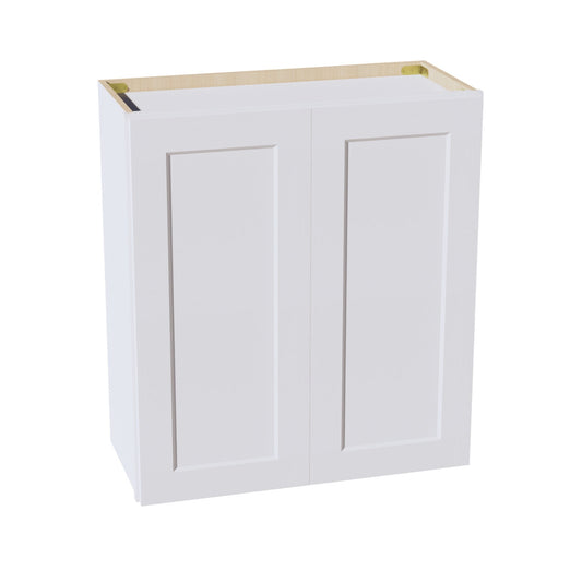 W2730-SW  Wall Cabinet 2 Doors & 2 Shelves - Shaker Style - Pure White   27"W x 30"H x 12"D