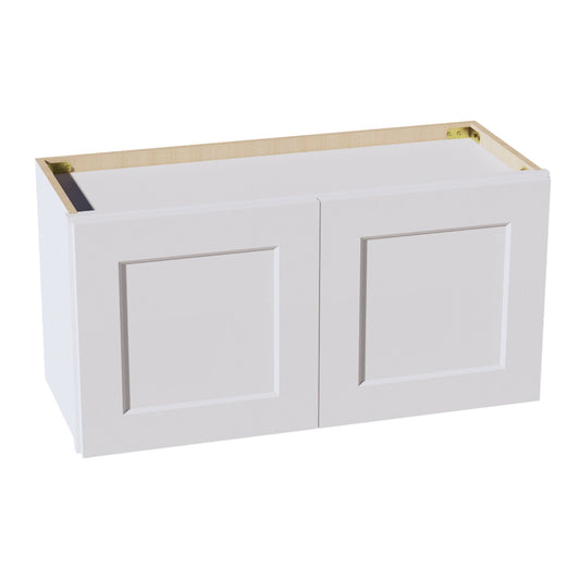 W3015-SW  Wall Cabinet 2 Doors & 2 Shelves - Shaker Style - Pure White   30"W x 15"H x 12"D