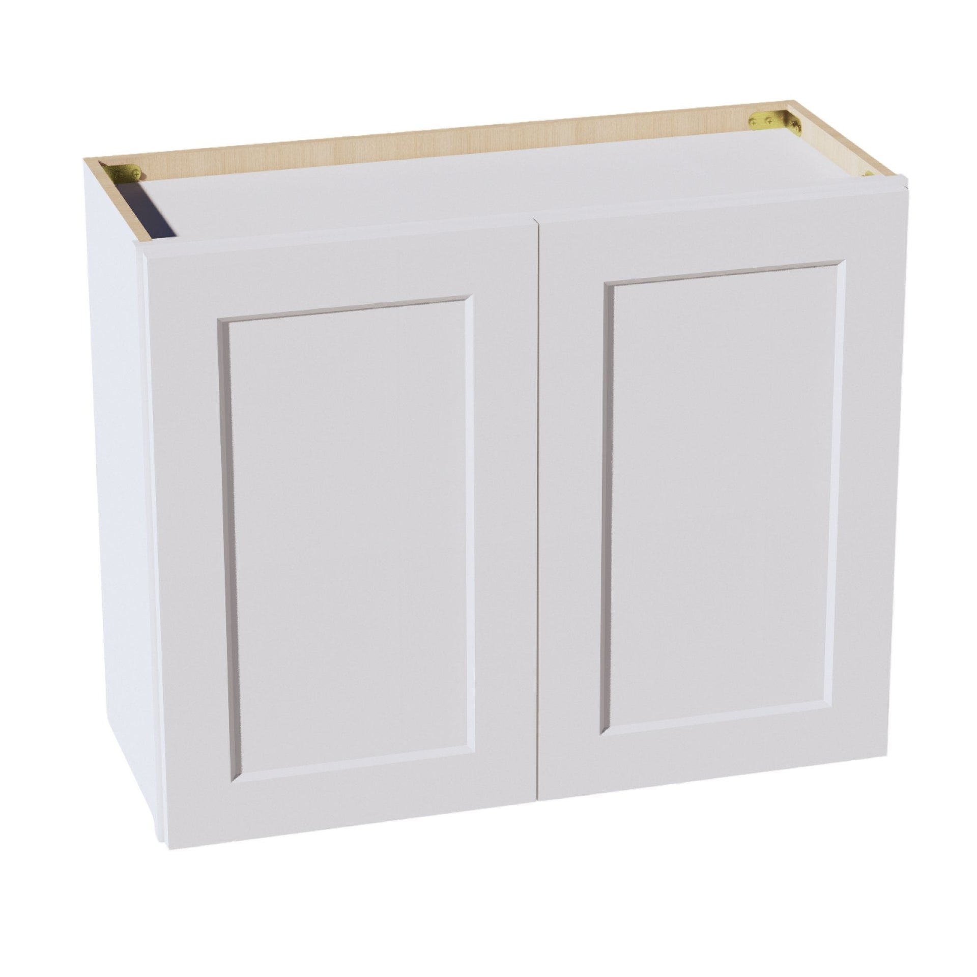 W3024-SW  Wall Cabinet 2 Doors & 2 Shelves - Shaker Style - Pure White   30"W x 24"H x 12"D