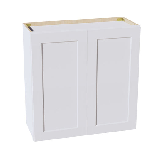 W3030-SW  Wall Cabinet 2 Doors & 2 Shelves - Shaker Style - Pure White   30"W x 30"H x 12"D