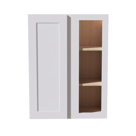 WBC2736-SW  Wall Blind Corner Cabinet 1 Door & 2 Shelves - Shaker Style - Pure White   27"W x 36"H x 12"D
