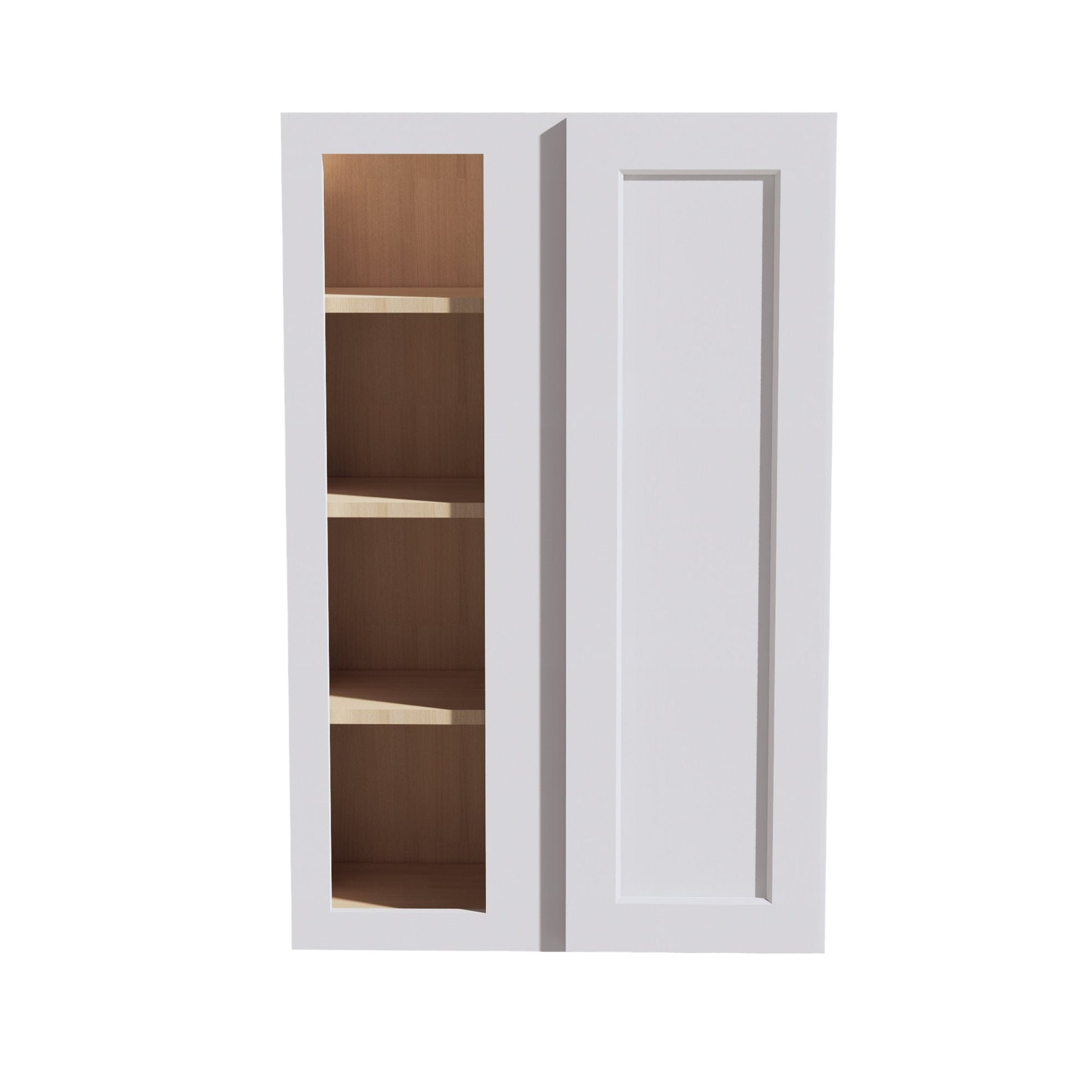WBC2742-SW  Wall Blind Corner Cabinet 1 Door & 2 Shelves - Shaker Style - Pure White   27"W x 42"H x 12"D