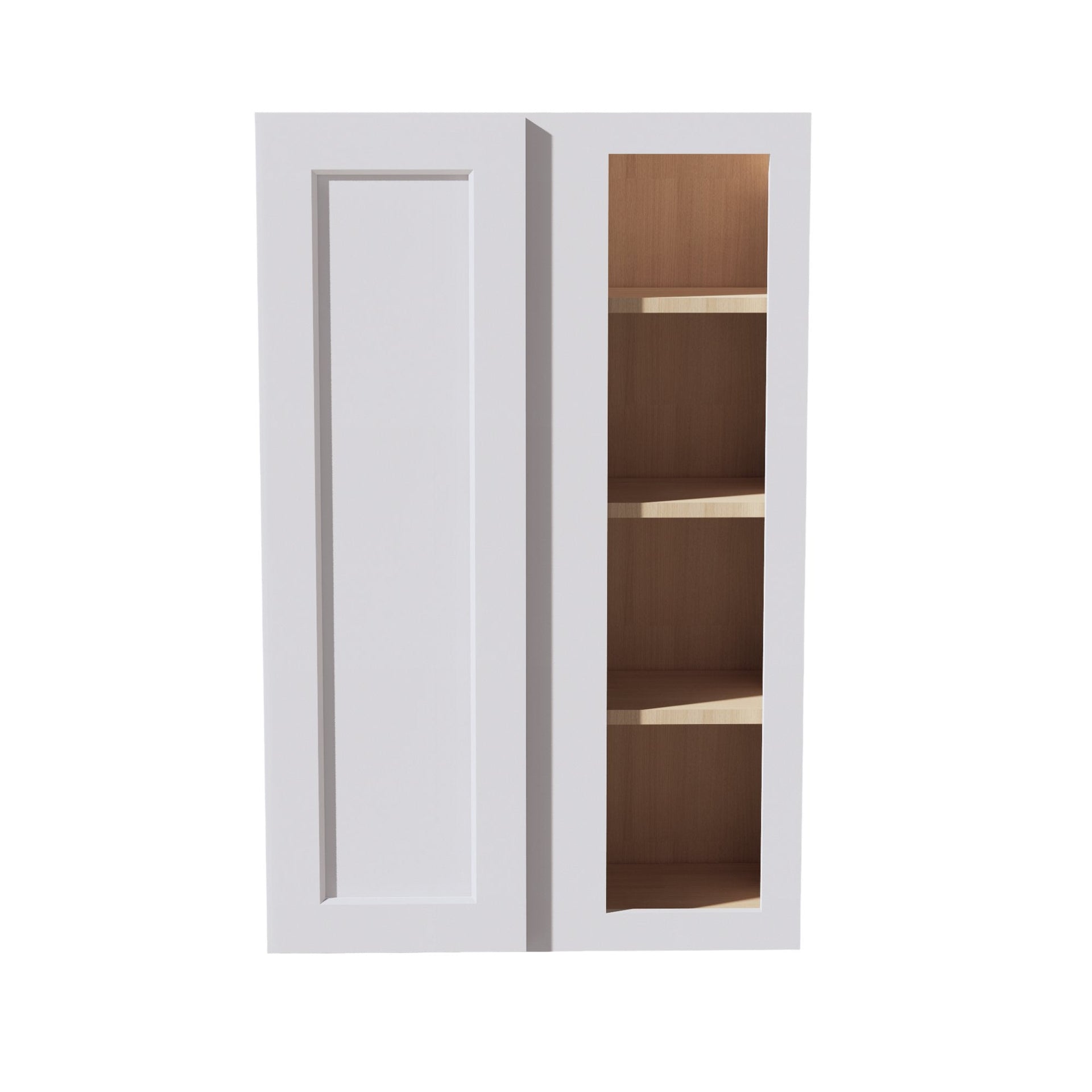 WBC2742-SW  Wall Blind Corner Cabinet 1 Door & 2 Shelves - Shaker Style - Pure White   27"W x 42"H x 12"D