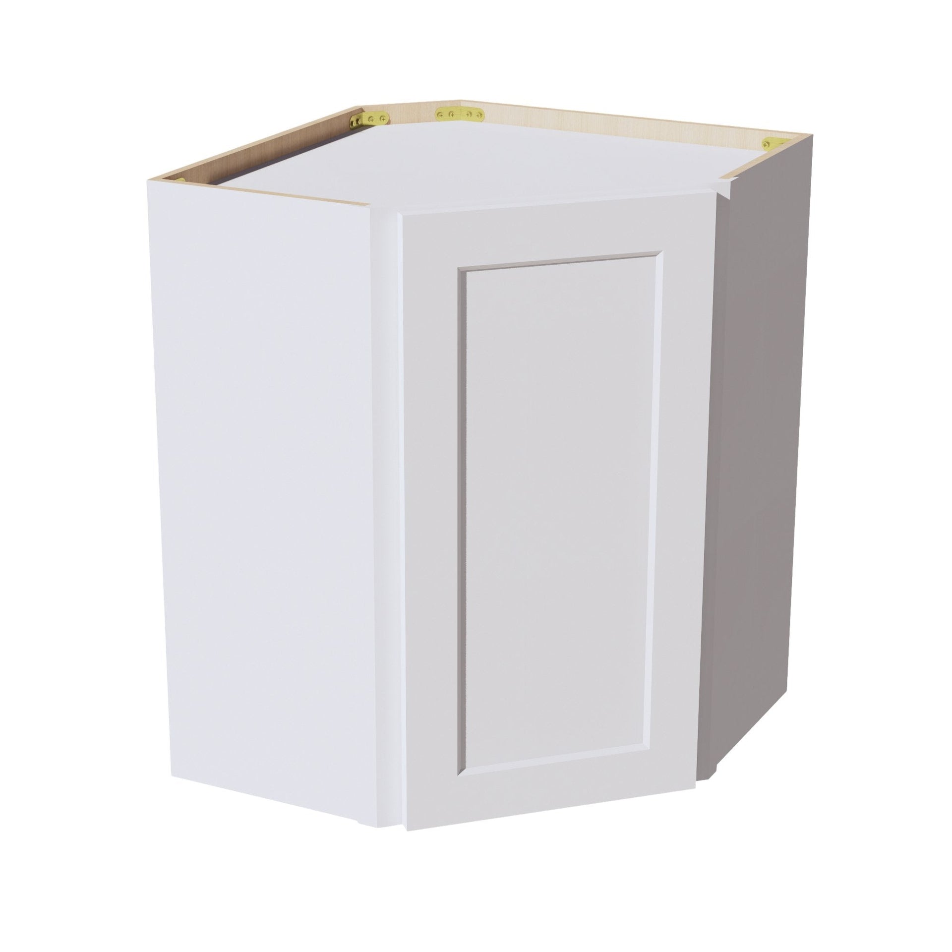 WDC2430-SW  Diagonal Wall Corner Cabinet 1 Door & 2 Shelves - Shaker Style - Pure White   24"W x 30"H x 24"D