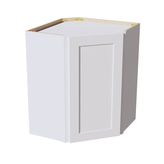 WDC2430-SW  Diagonal Wall Corner Cabinet 1 Door & 2 Shelves - Shaker Style - Pure White   24"W x 30"H x 24"D