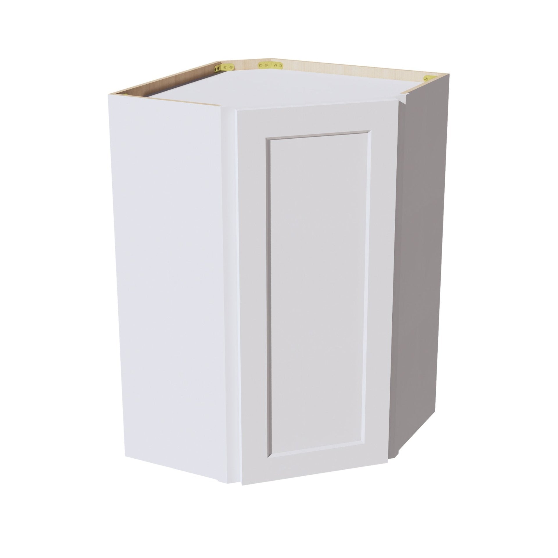 WDC2436-SW  Diagonal Wall Corner Cabinet 1 Door & 2 Shelves - Shaker Style - Pure White   24"W x 36"H x 24"D