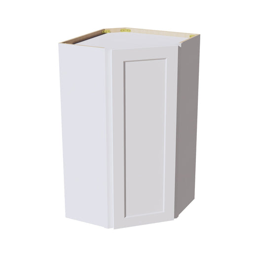 WDC2442-SW  Diagonal Wall Corner Cabinet 1 Door & 2 Shelves - Shaker Style - Pure White   24"W x 42"H x 24"D