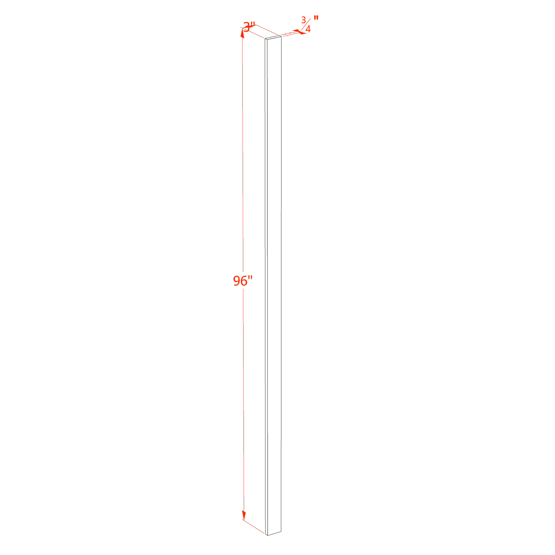 WF396-SW  Wall Cabinet Filler - Shaker Style - Pure White   3"W x 96"H x 3/4"D