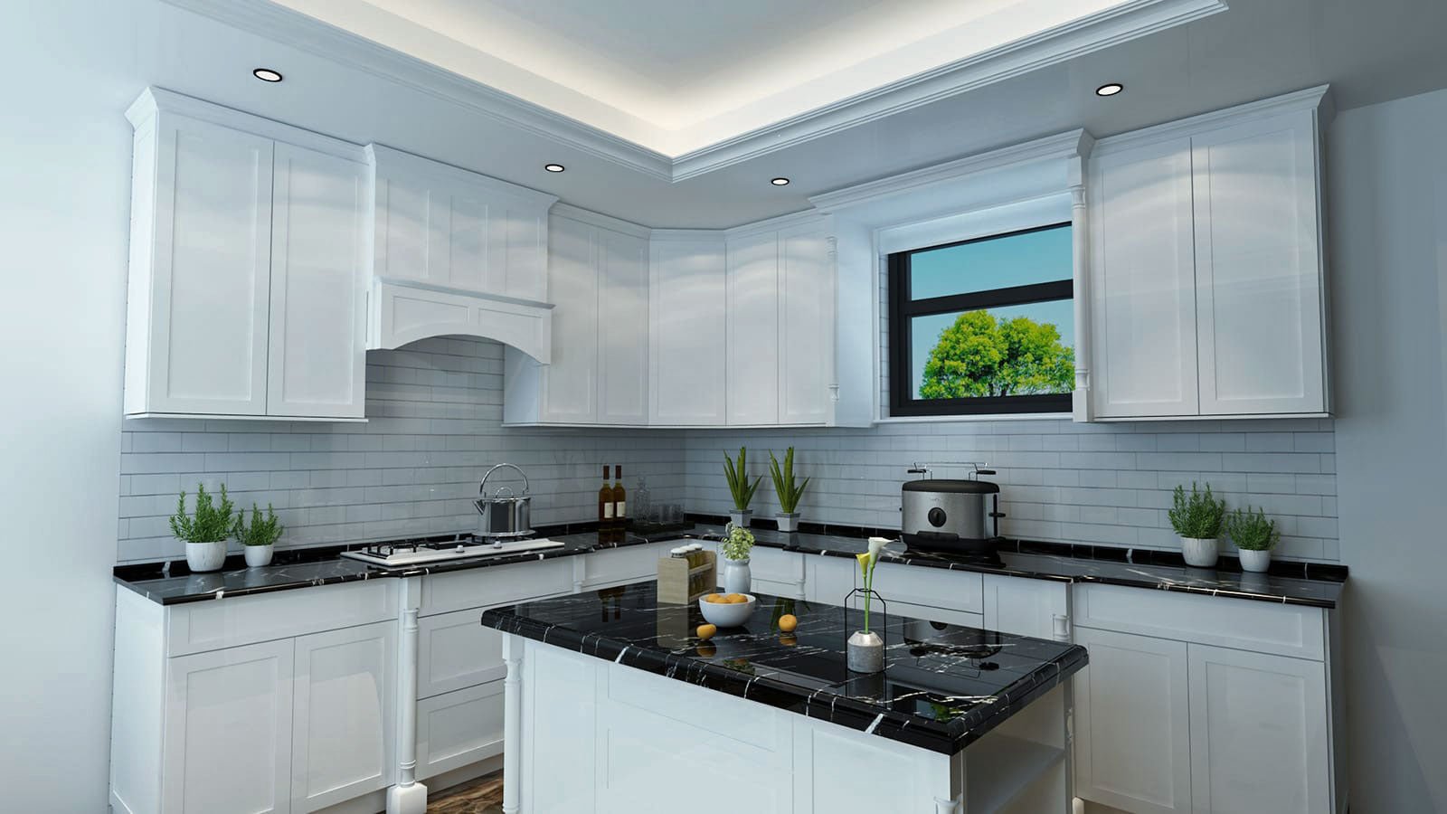 WRH4836-SW:  Shaker White 48"W x 36"H Wood Wall Mounted Range Hoods