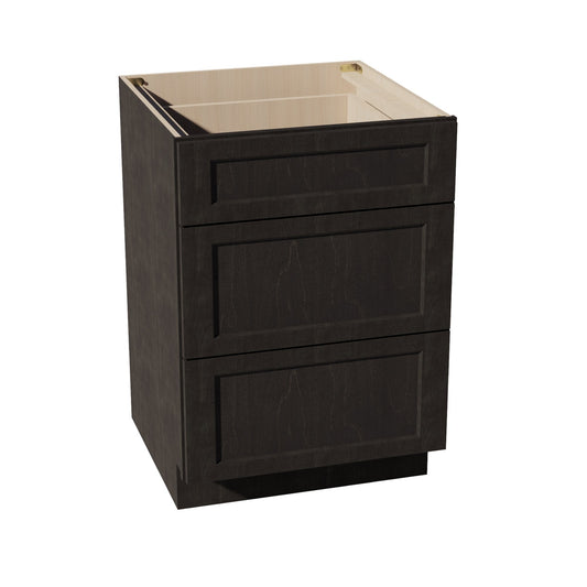 DB24-SDG  Base Cabinet 3 Drawers - Shaker Style - Dark Grey   24"W x 34-1/2"H x 24"D