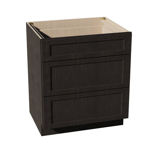 DB30-SDG  Base Cabinet 3 Drawers - Shaker Style - Dark Grey   30"W x 34-1/2"H x 24"D