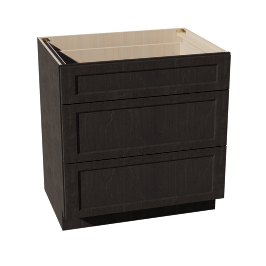 DB33-SDG  Base Cabinet 3 Drawers - Shaker Style - Dark Grey   33"W x 34-1/2"H x 24"D