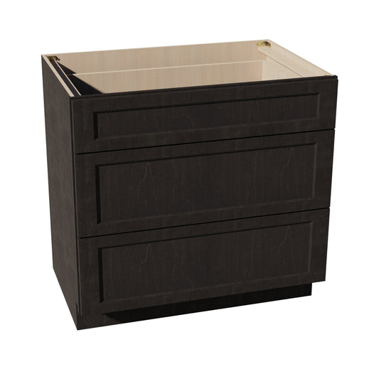 DB36-SDG  Base Cabinet 3 Drawers - Shaker Style - Dark Grey   36"W x 34-1/2"H x 24"D