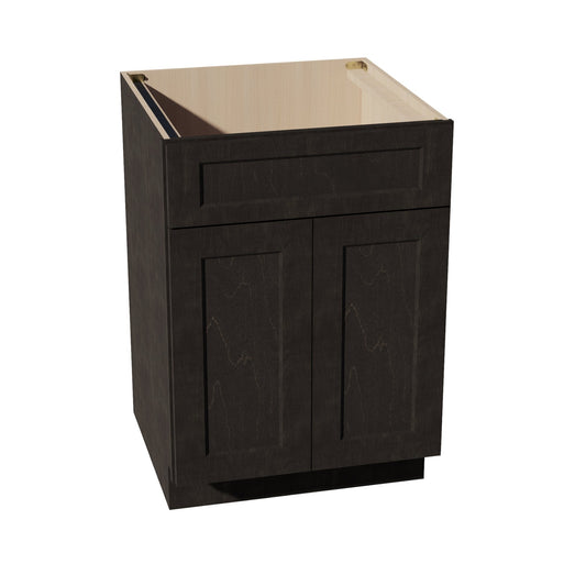 SB24-SDG  Sink Base Cabinet 2 Door 2 False Drawer  - Shaker Style - Dark Grey   24"W x 34-1/2"H x 24"D