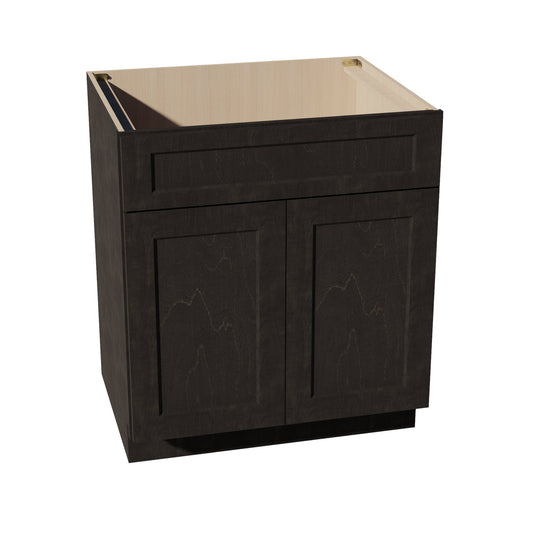 SB30-SDG  Sink Base Cabinet 2 Door 2 False Drawer  - Shaker Style - Dark Grey   30"W x 34-1/2"H x 24"D