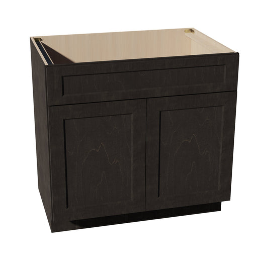 SB36-SDG  Sink Base Cabinet 2 Door 2 False Drawer  - Shaker Style - Dark Grey   36"W x 34-1/2"H x 24"D