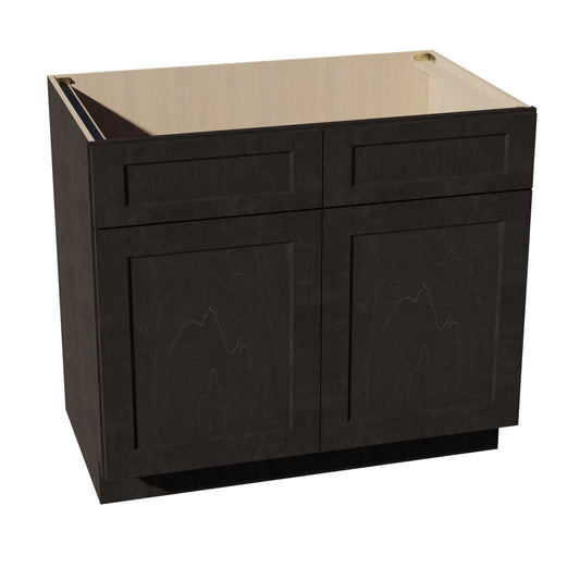 SB39-SDG  Sink Base Cabinet 2 Door 2 False Drawer  - Shaker Style - Dark Grey   39"W x 34-1/2"H x 24"D