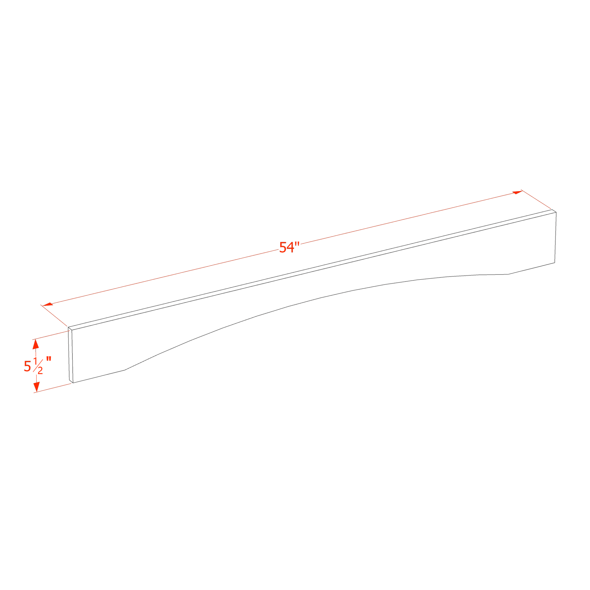 VAR54-SDG  Arched Valance - Shaker Style - Dark Grey   54"W x 5-1/2"H x